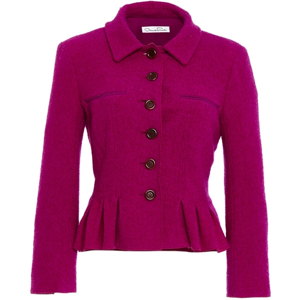 □$5,200 OSCAR DE LA RENTA PURPLE ICONIC SOFT WOOL JACKET SKIRT SUIT US 12 - Picture 7 of 14